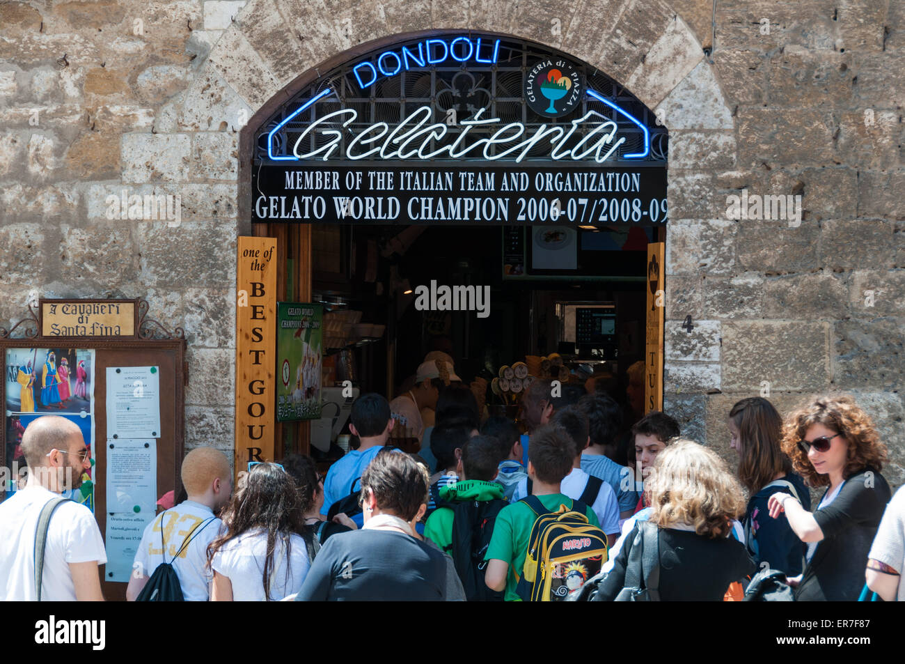 Famous ice-cream shop Gelateria Dondoli in San Gimignano, Italy Stock Photo  - Alamy