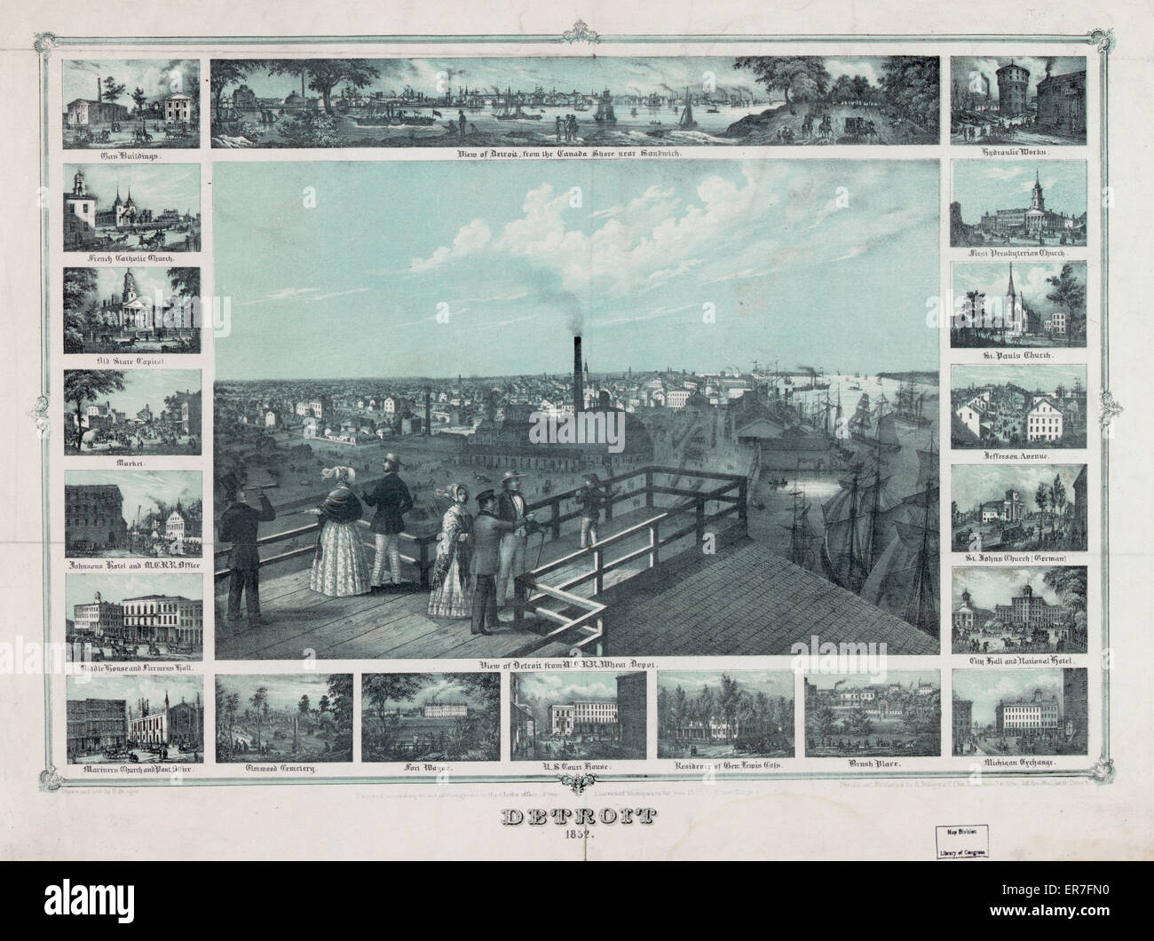 Detroit 1852. Stock Photo