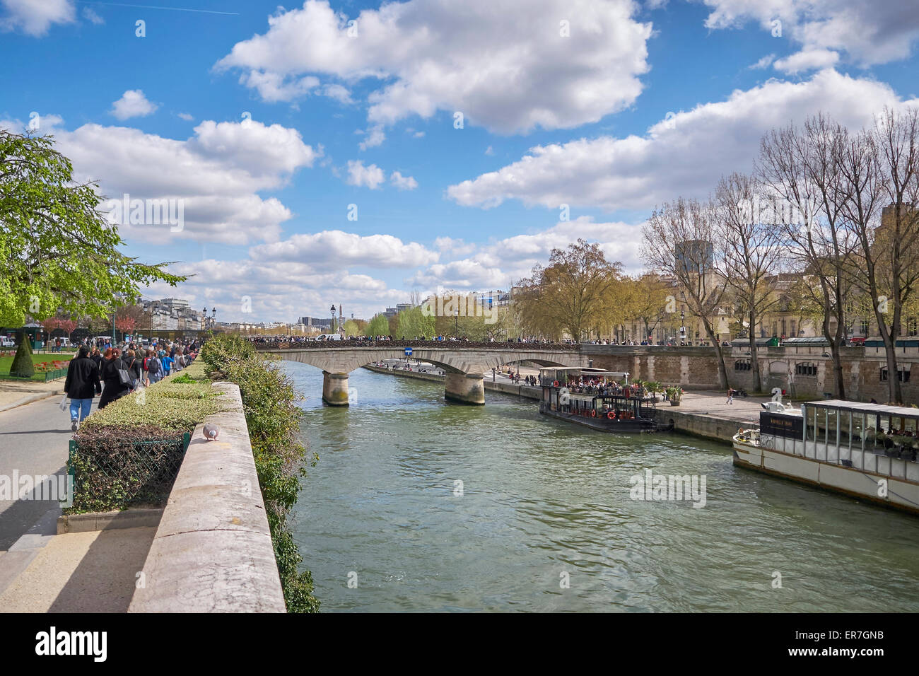 Looking towards the Love Lock bridge from NotreDame Cathedral, Paris, France Stock Photo Alamy