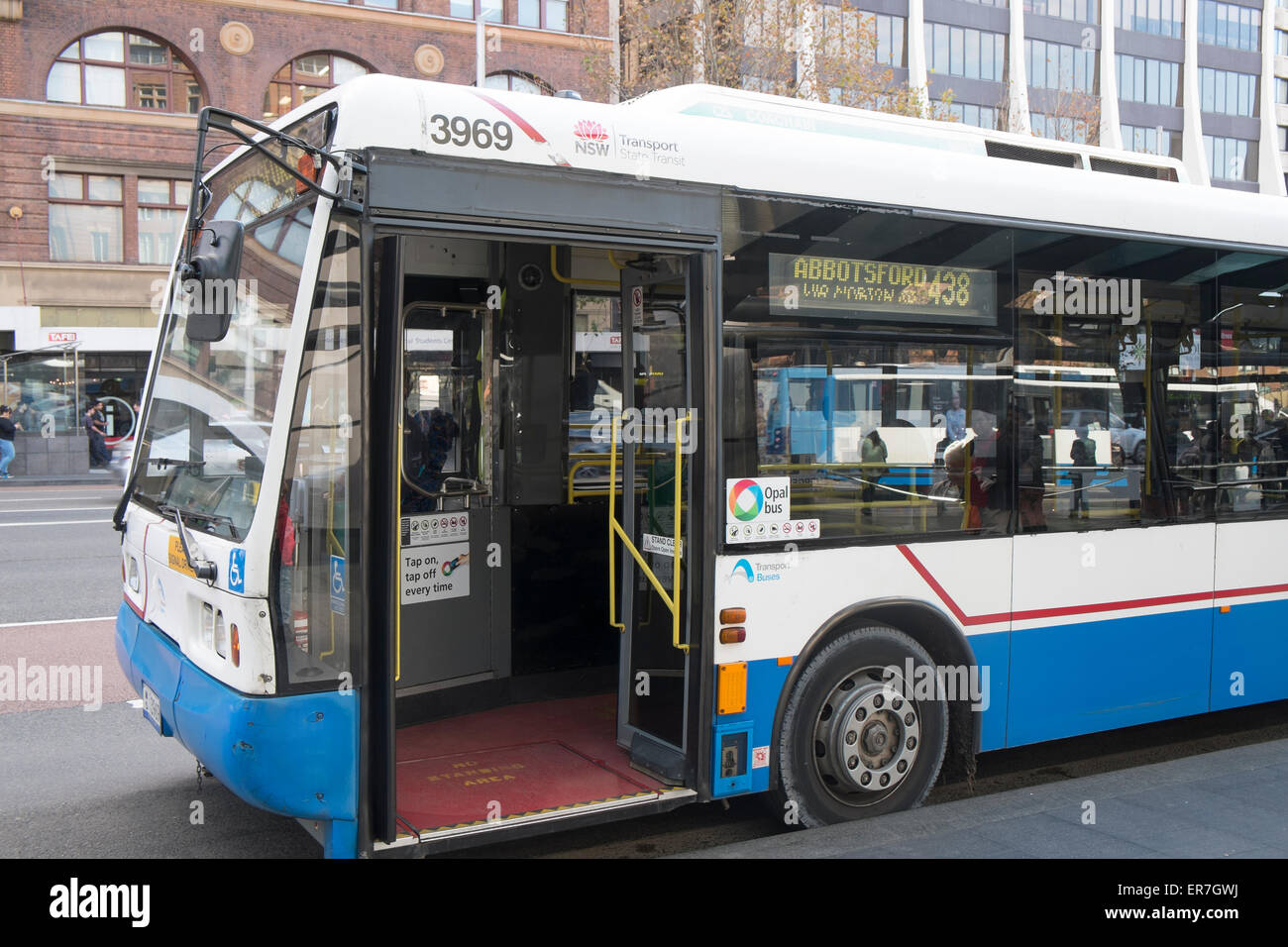 Sydney bus at a stop in Broadway near central railway station,sydney