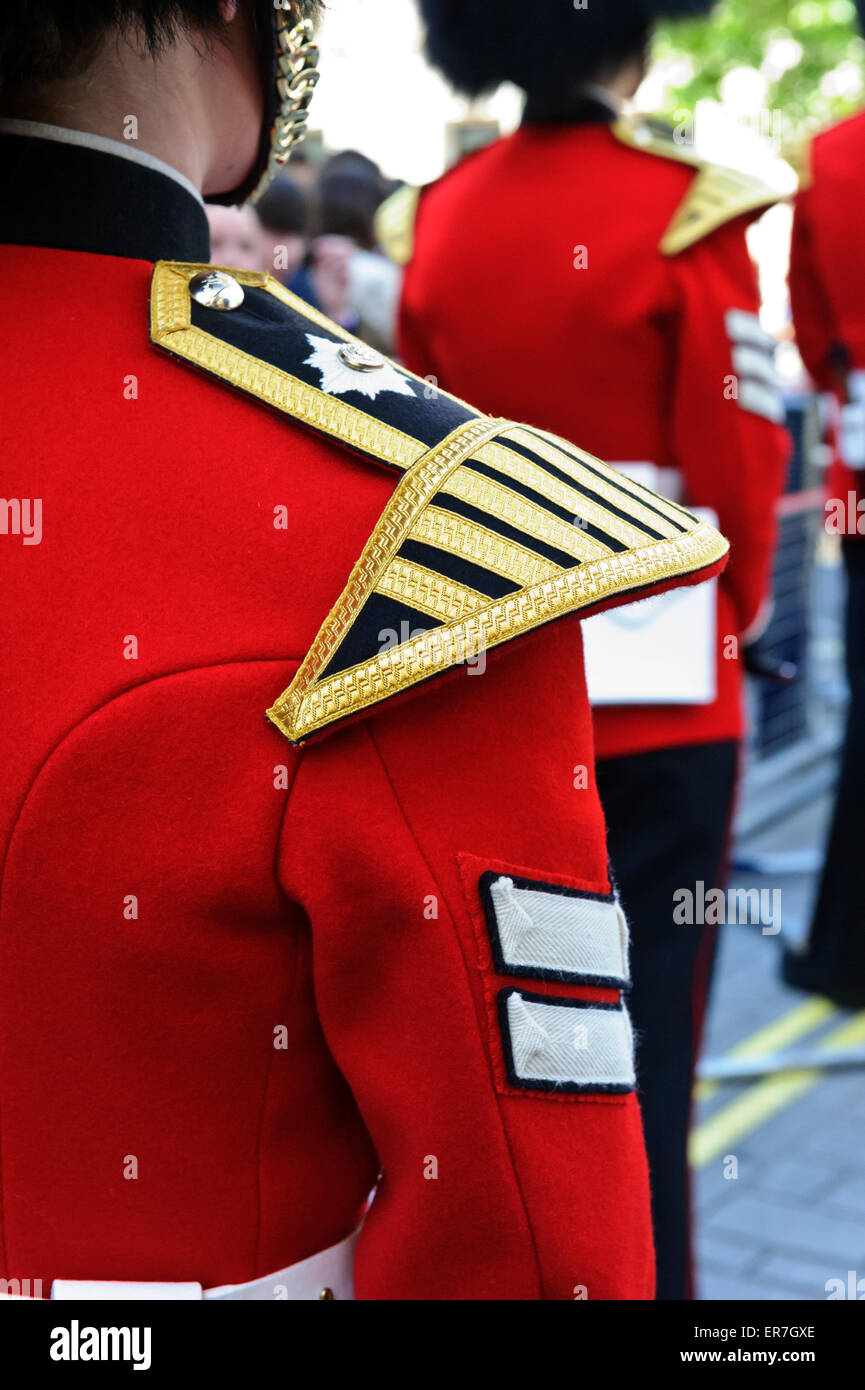 The epaulette of the Queen's Guard band, London, England, United Kingdom. Stock Photo