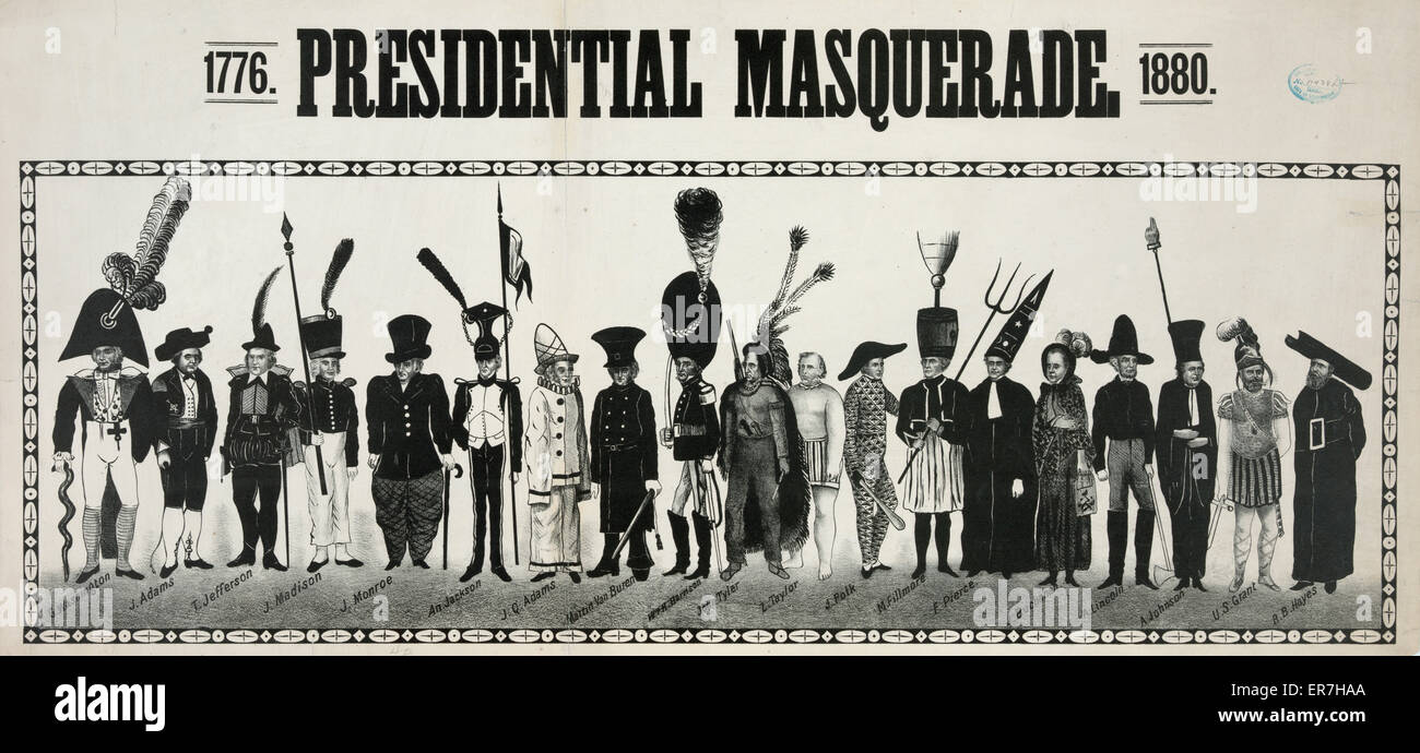 Presidential masquerade, 1776, 1880. Date c1880. Stock Photo