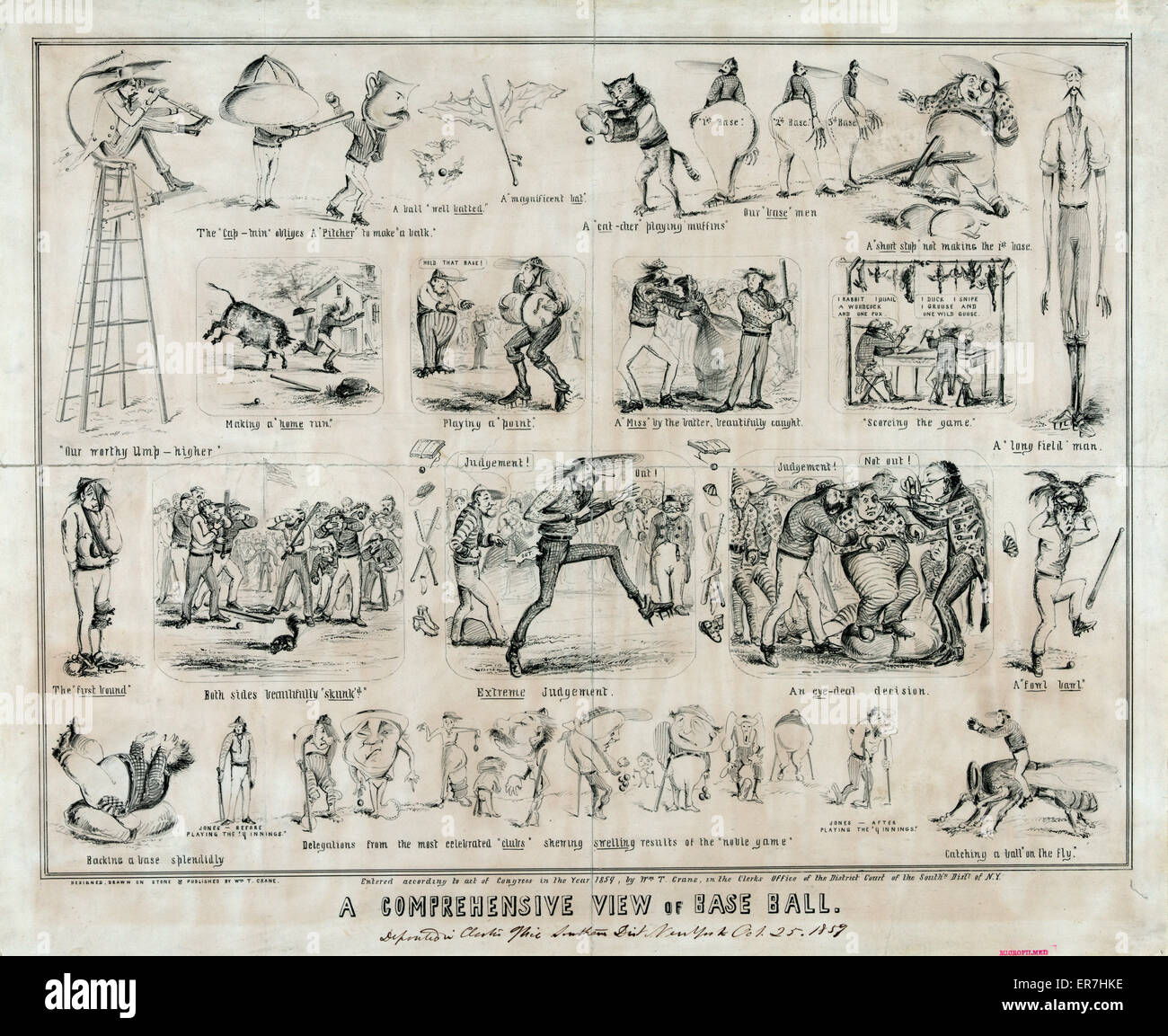 A comprehensive view of base ball. Date c1859 Oct. 25. Stock Photo