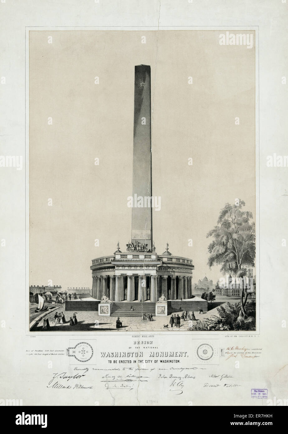 Design of the National Washington Mounment, to be erected in Stock Photo