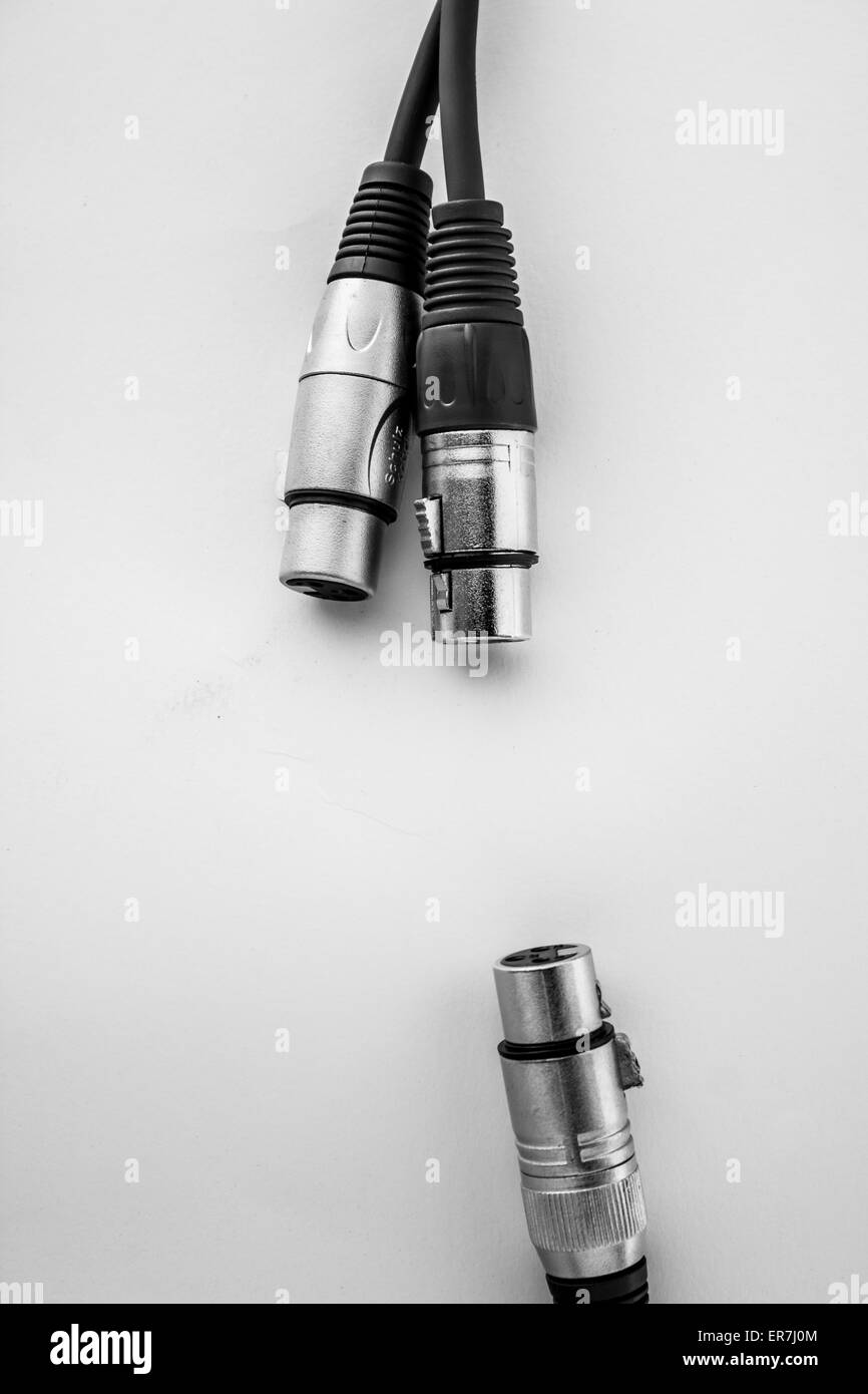 XLR cables and connections details. Poster background Stock Photo - Alamy