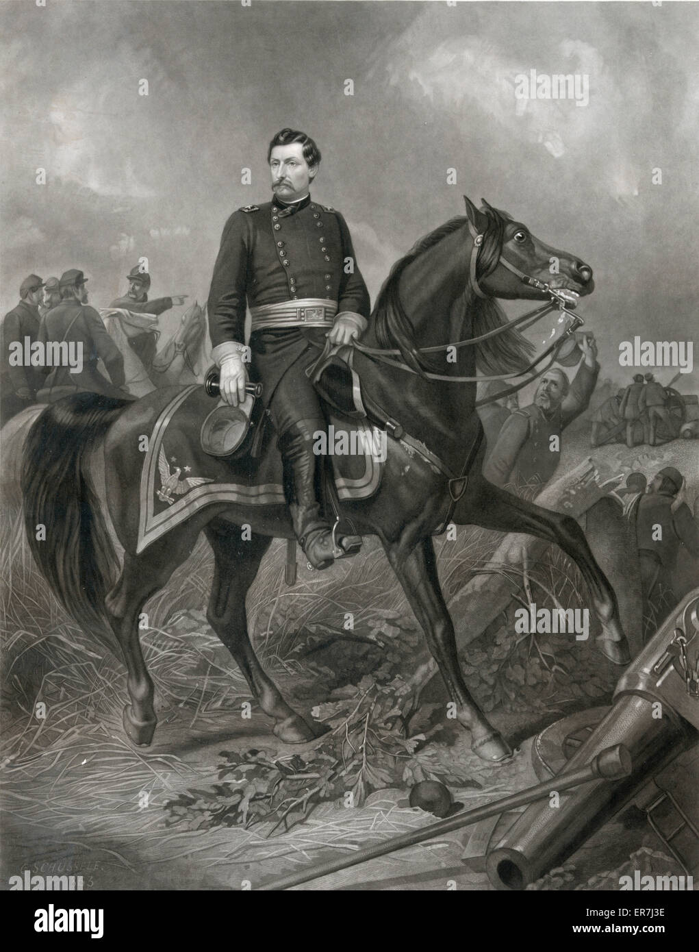 Major Gen. George B. McClellan. On the Battle Field of Antie Stock Photo
