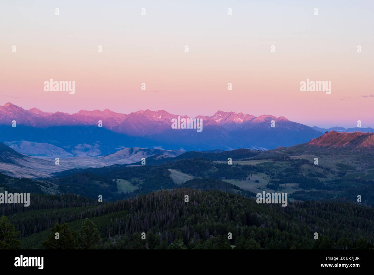 Sunset over Montana's Gallatin Range Stock Photo