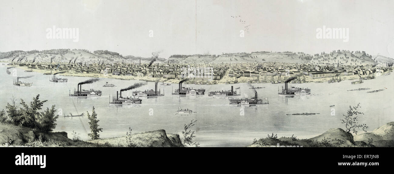 View of Cincinnati, Ohio from Covington, Ky. Date c1848. Stock Photo