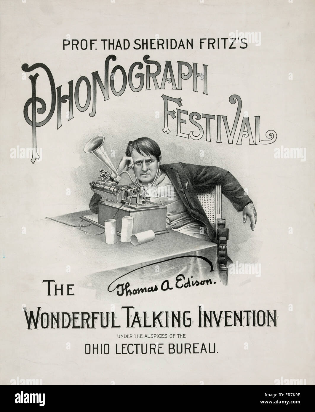 Prof. Thad Sheridan Fritz's phonograph festival. Date c1890 Jun. 10. Stock Photo
