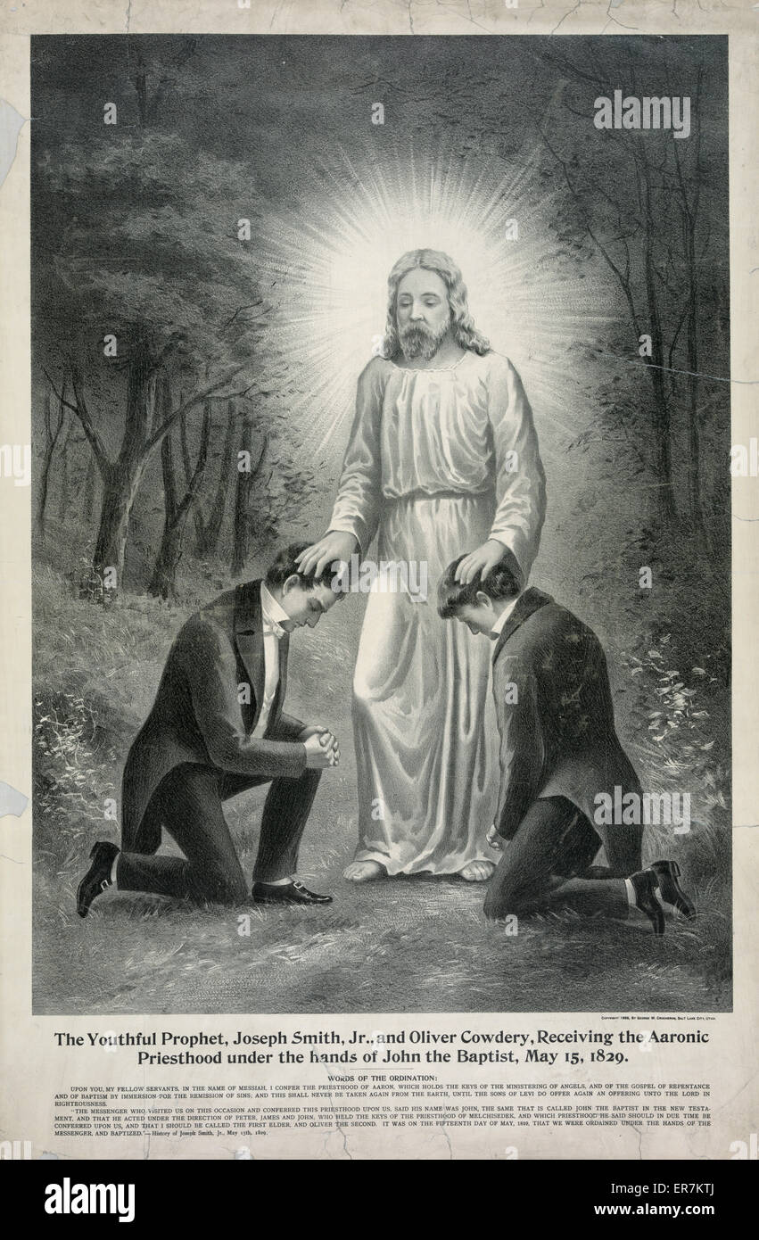 The youthful prophet, Joseph Smith, Jr., and Oliver Cowdery, Stock Photo