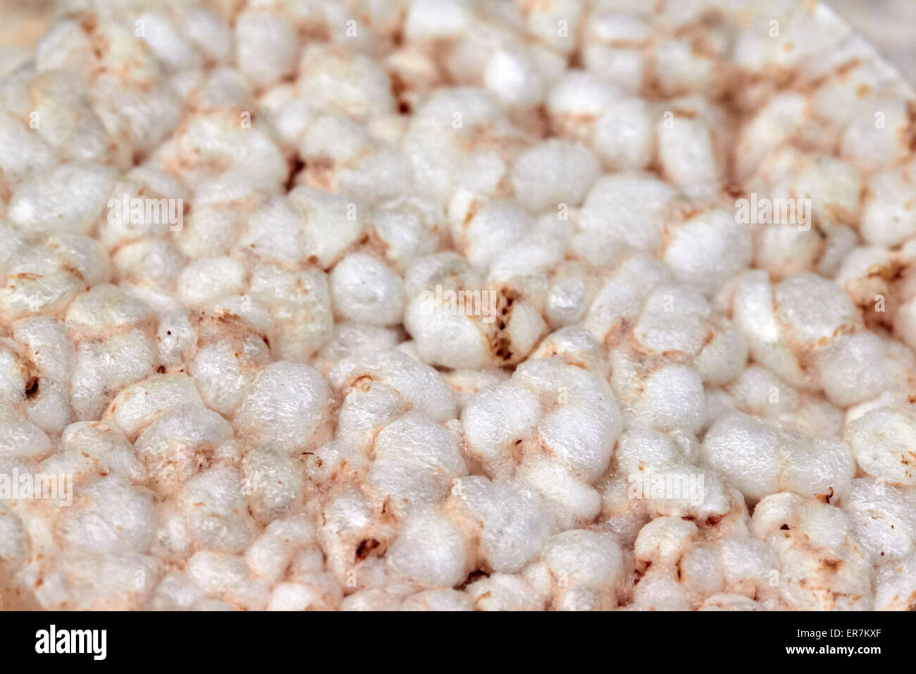 close up of puffed rice rice cakes Stock Photo