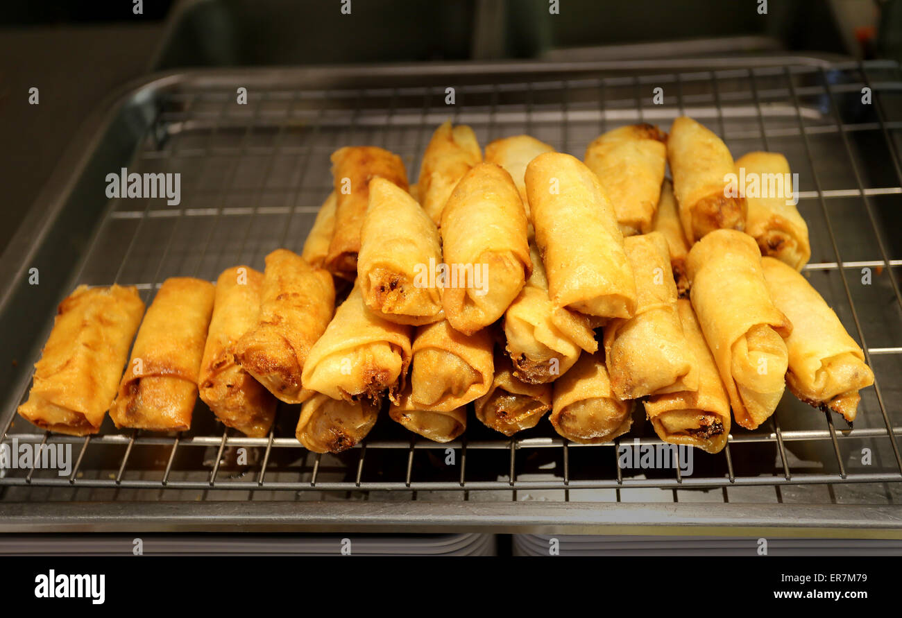 Delicious food spring rolls photographed close up Stock Photo