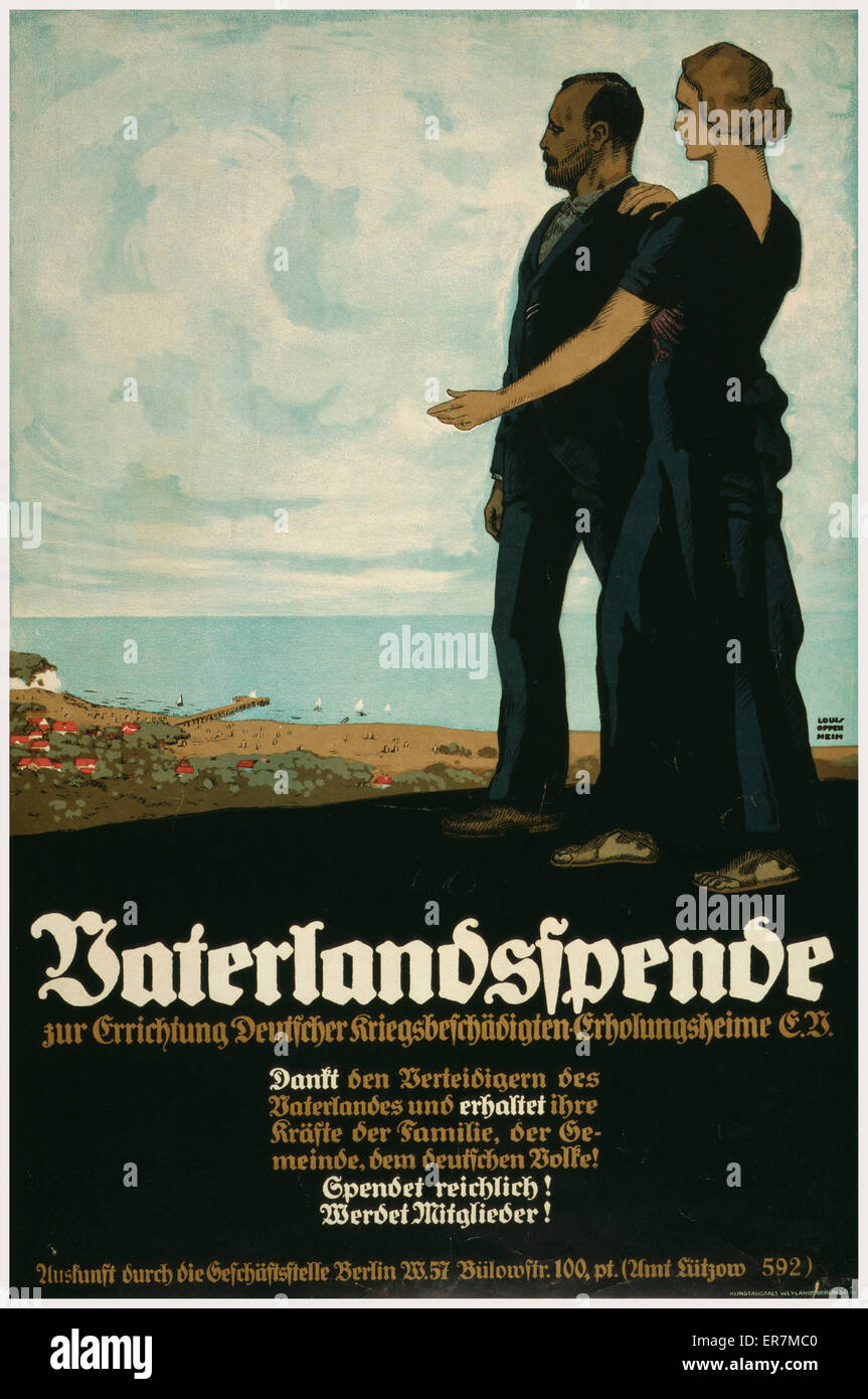 Vaterlandsspende, zur Errichtung Deutscher Kriegsbeschadigte Stock Photo