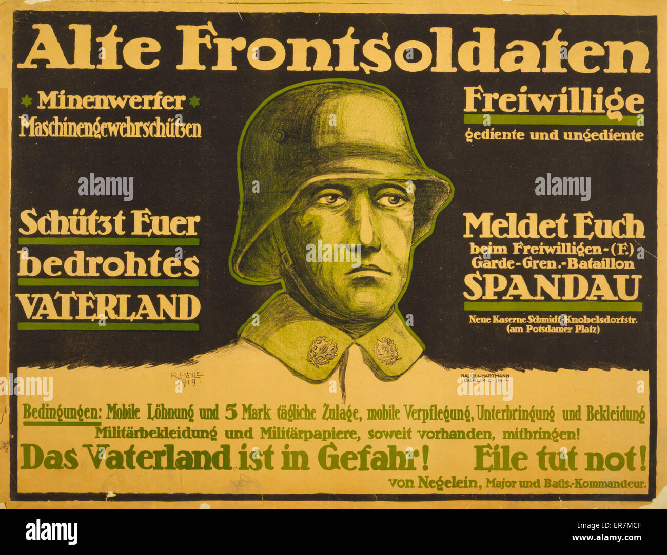 Alte Frontsoldaten ... Das Vaterland is in Gefahr! Eile tut Stock Photo