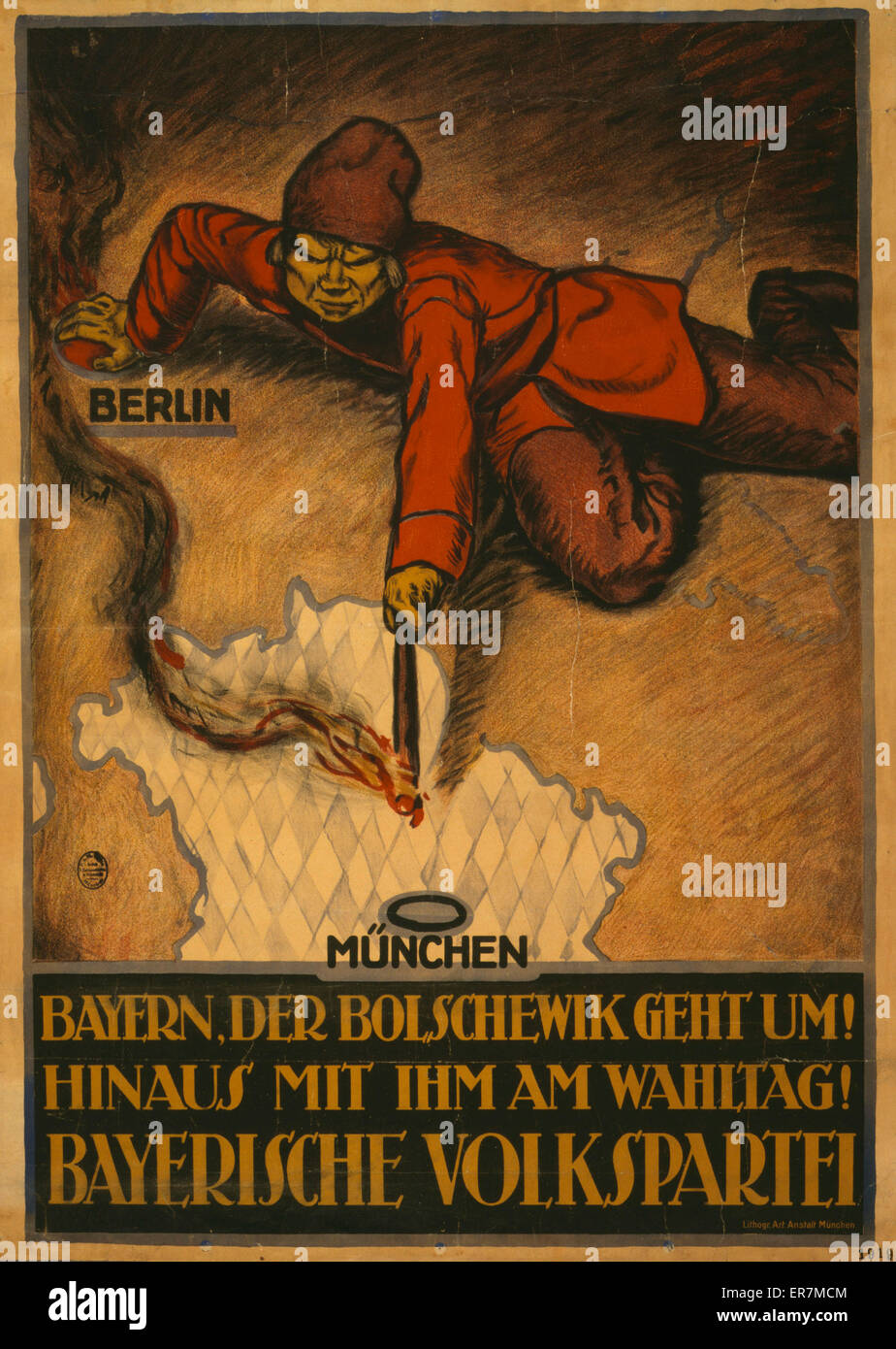 Bayern, der Bolshewik geht um! Hinaus mit ihm am Wahltag! Stock Photo