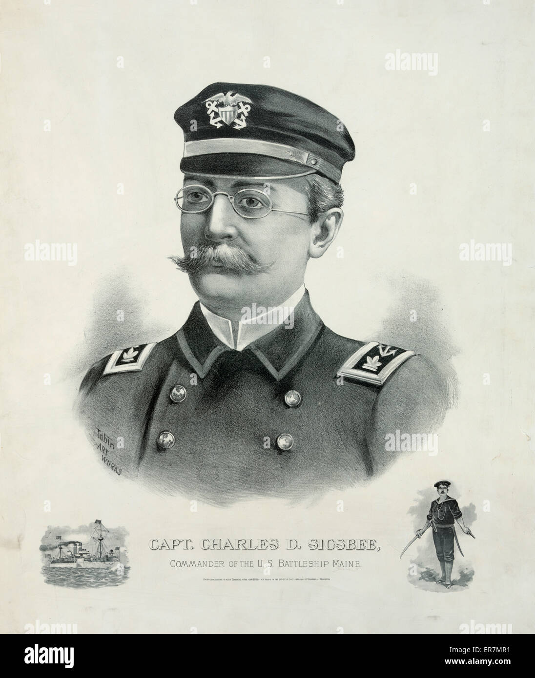 Capt. Charles D. Sigsbee, Commander of the U.S. battleship M Stock Photo