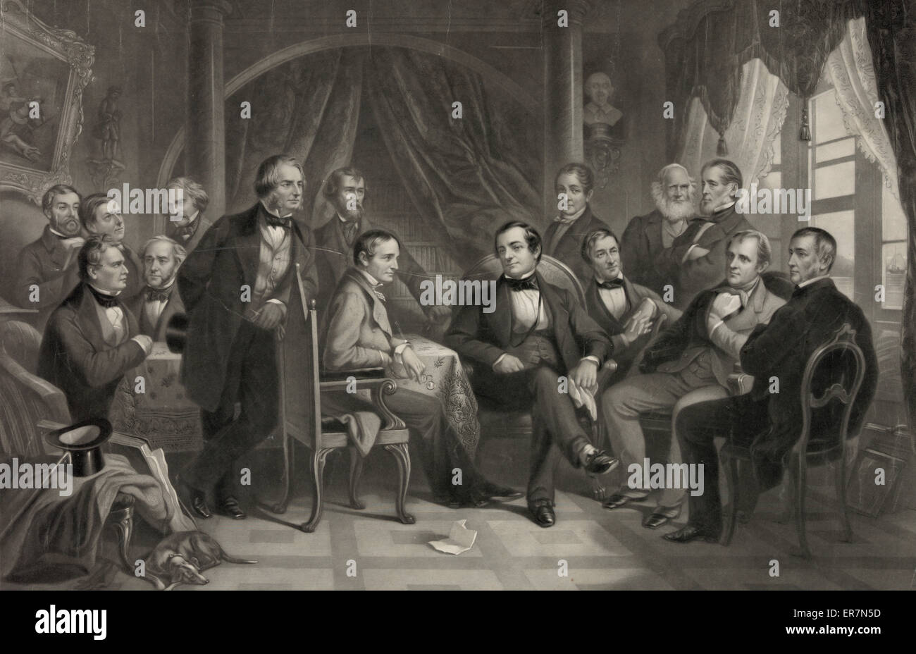 Washington Irving and his literary friends at Sunnyside. Date 1864. Southern District of N.Y. Stock Photo