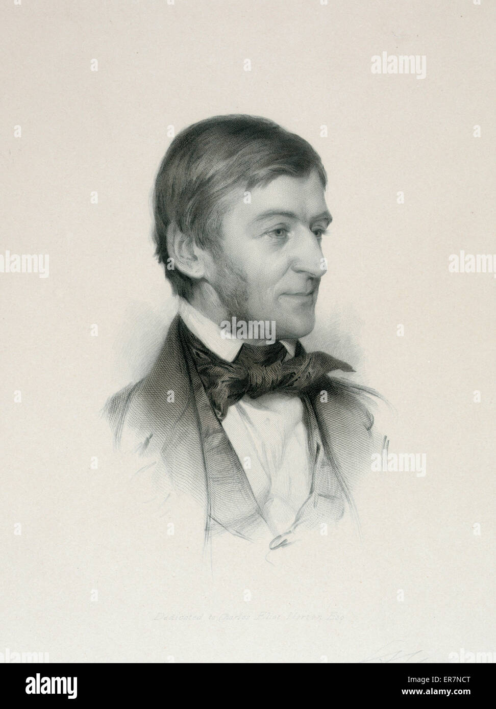 Ralph Waldo Emerson, head-and-shoulders portrait, facing rig Stock Photo