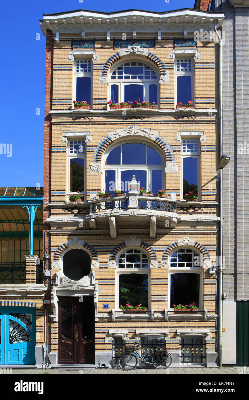 One of “The 5 Continents” Art Nouveau houses in Antwerp, Belgium
