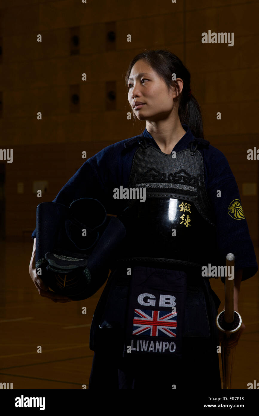 Tokyo, Japan. 28th May, 2015. Juliette Liwanpo of the GB women's kendo team. World Kendo Championships starts 29th May at Nippon Budokan. Credit:  Peter Blake/Alamy Live News Stock Photo