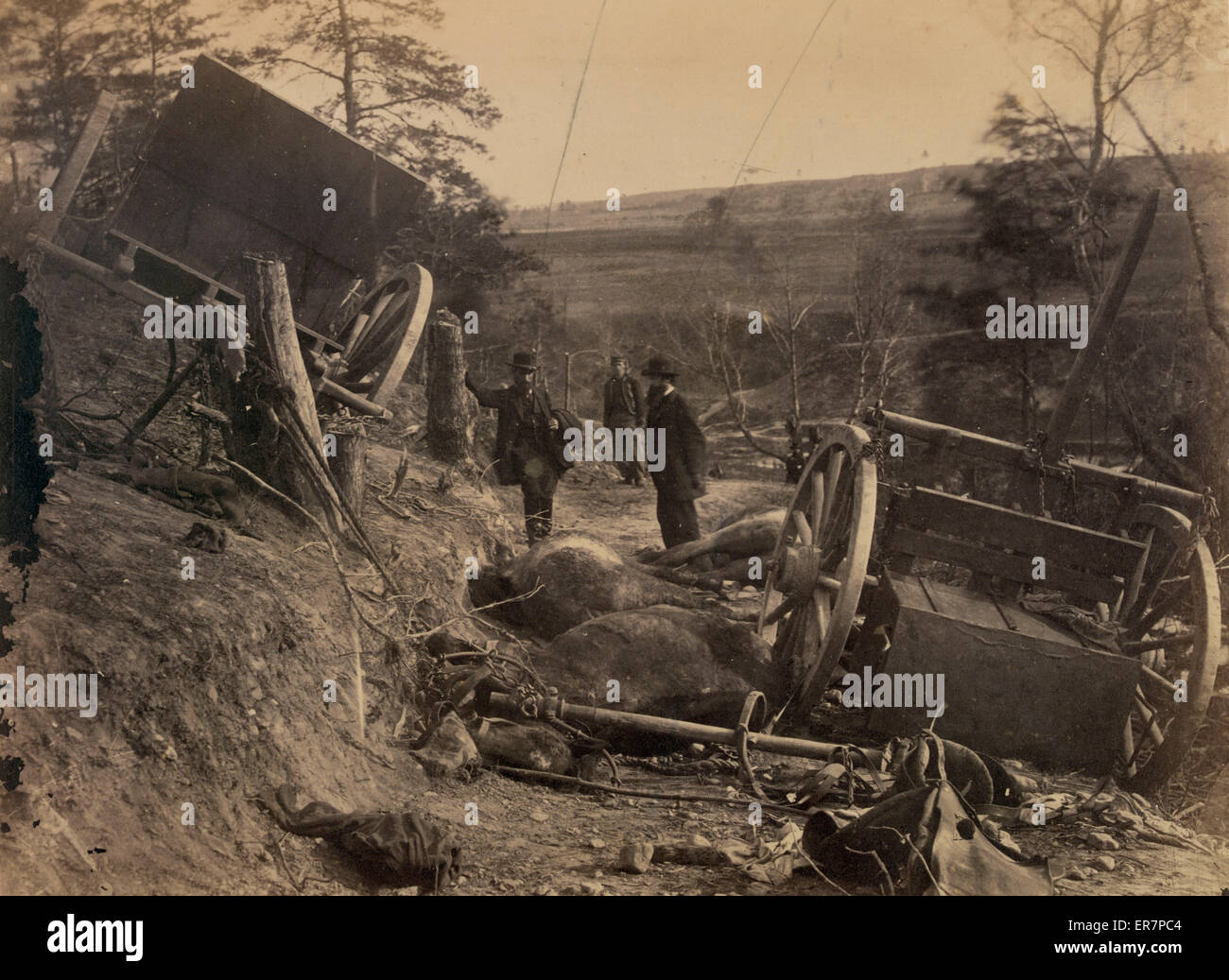 Rebel caisson destroyed by Federal shells, at Fredericksburg Stock Photo