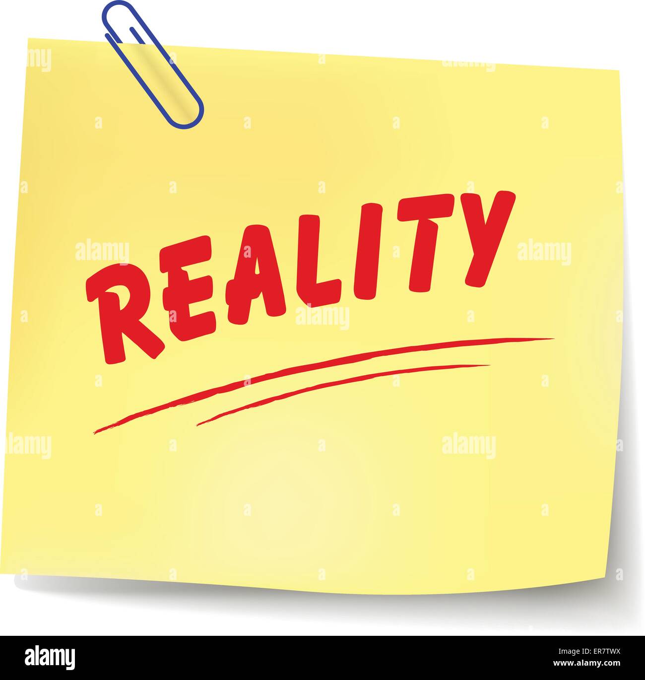 Vector illustration of reality paper message on white background Stock Vector