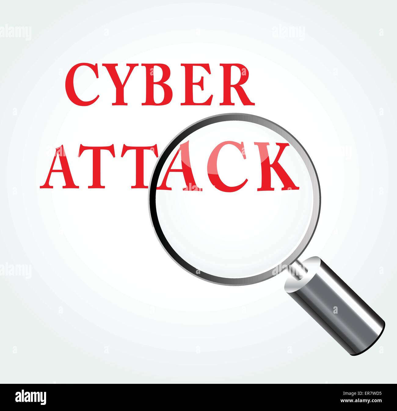 Vector illustration of cyber attack concept with magnifying Stock Vector