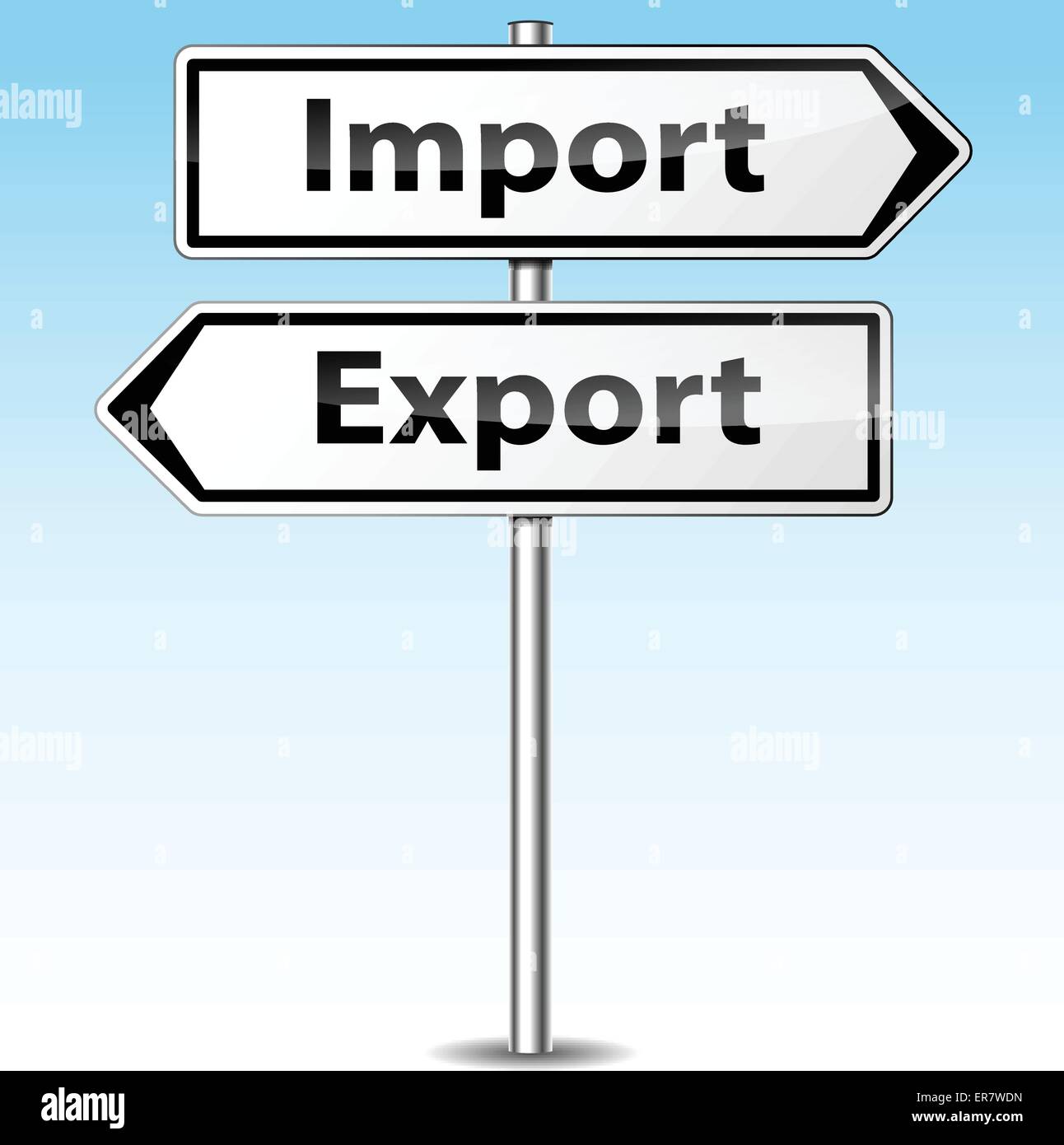 Vector illustration of import and export directional sign Stock Vector
