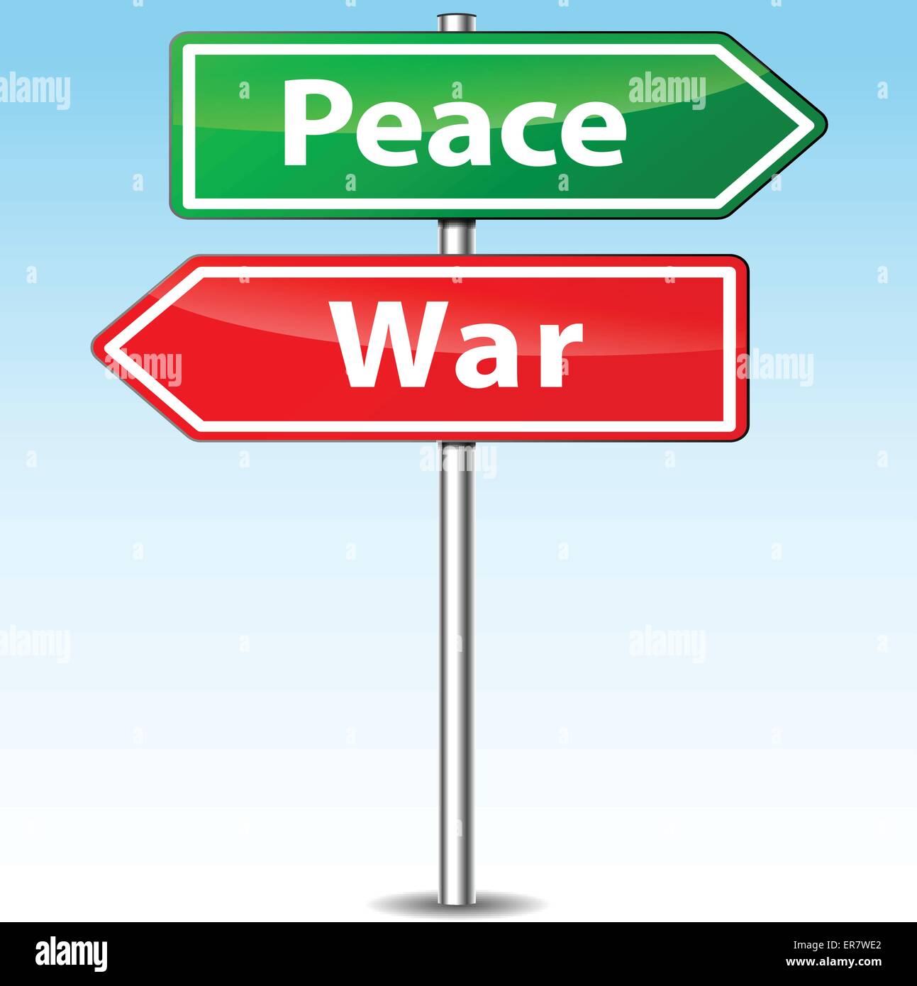 Vector illustration of peace and war directional sign Stock Vector