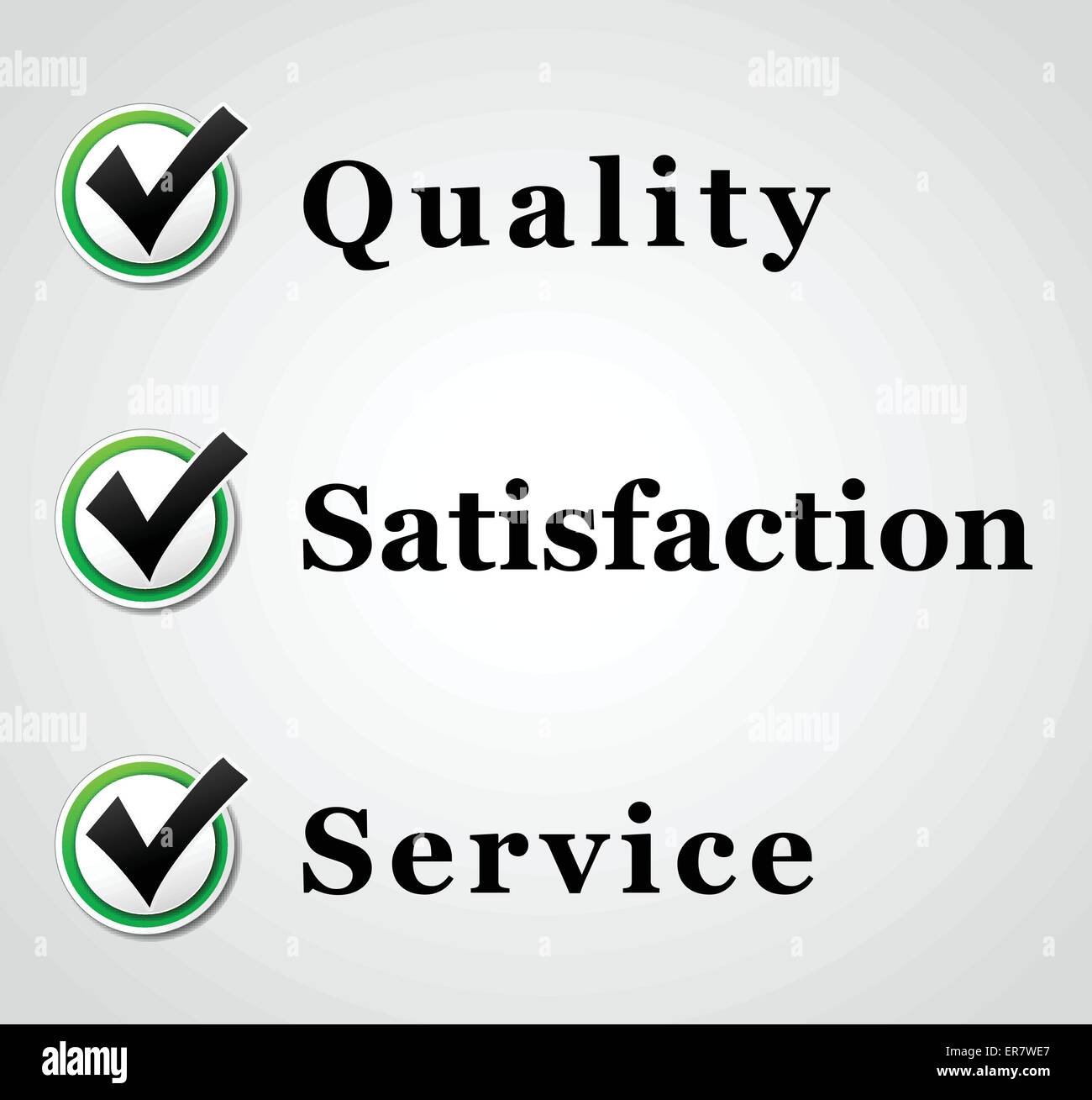 Vector illustration of quality service and satisfaction words Stock Vector