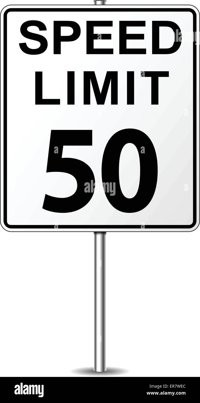 Vector illustration of fifty speed limit signpost Stock Vector