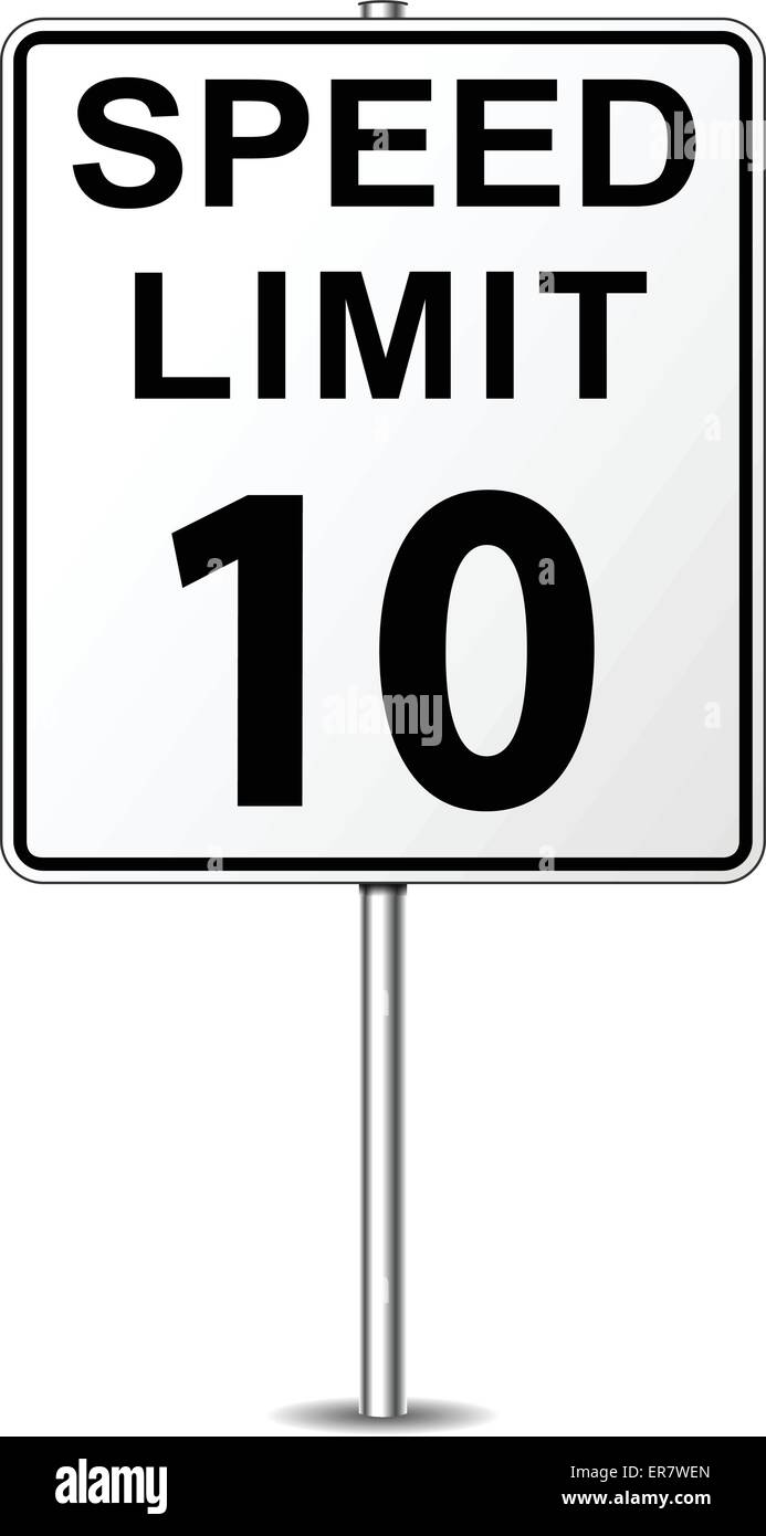 Vector illustration of ten speed limit signpost Stock Vector