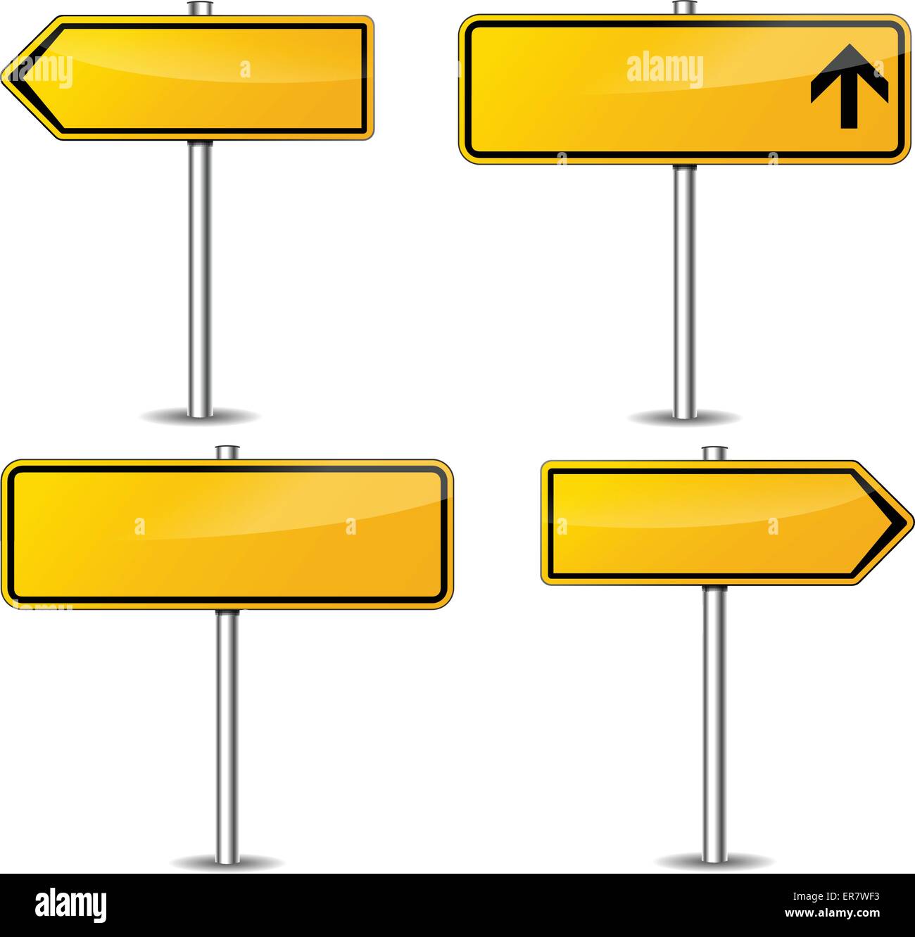 Vector illustration of yellow blank signpost set Stock Vector
