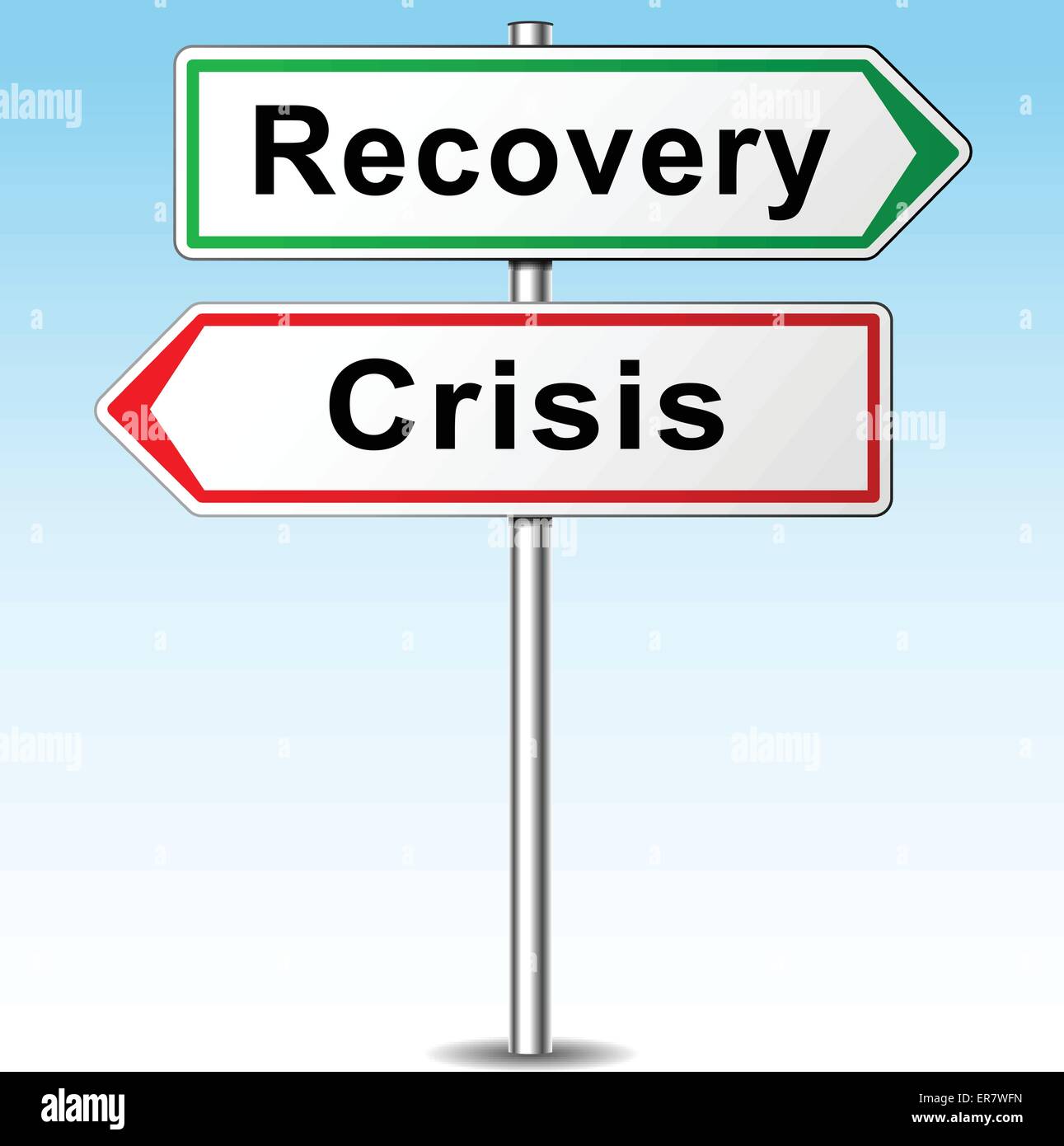 Vector illustration of recovery and crisis direction sign Stock Vector