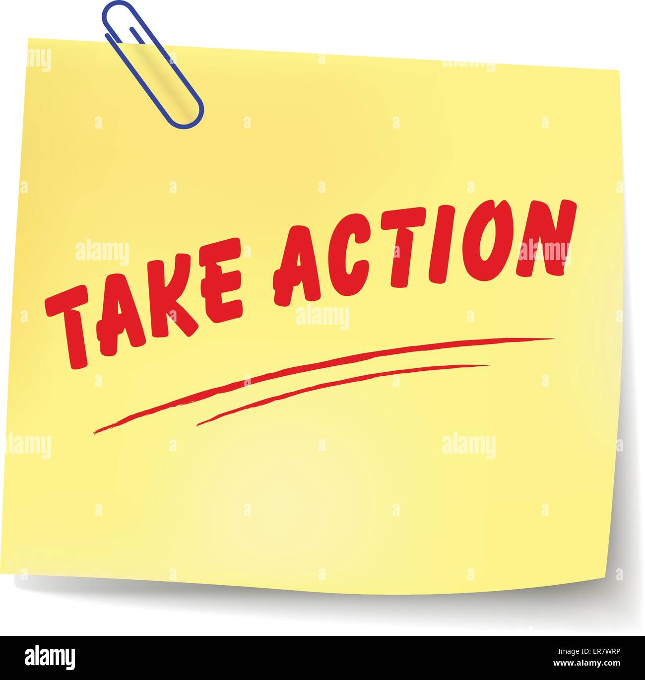 Vector illustration of take action paper message on white background Stock Vector