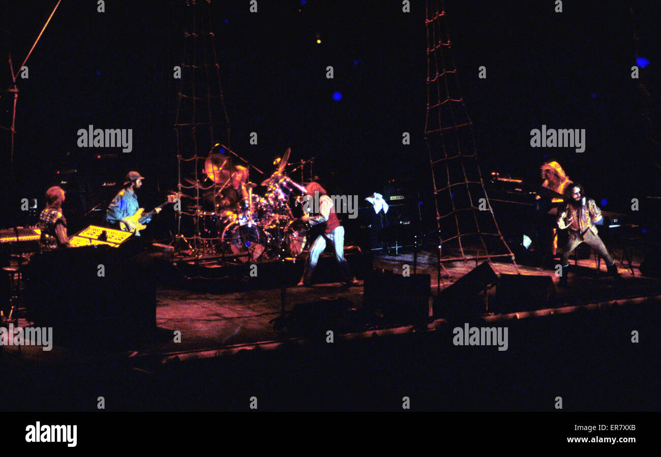 The classic progressive rock band Jethro Tull in concert in 1979. Stock Photo