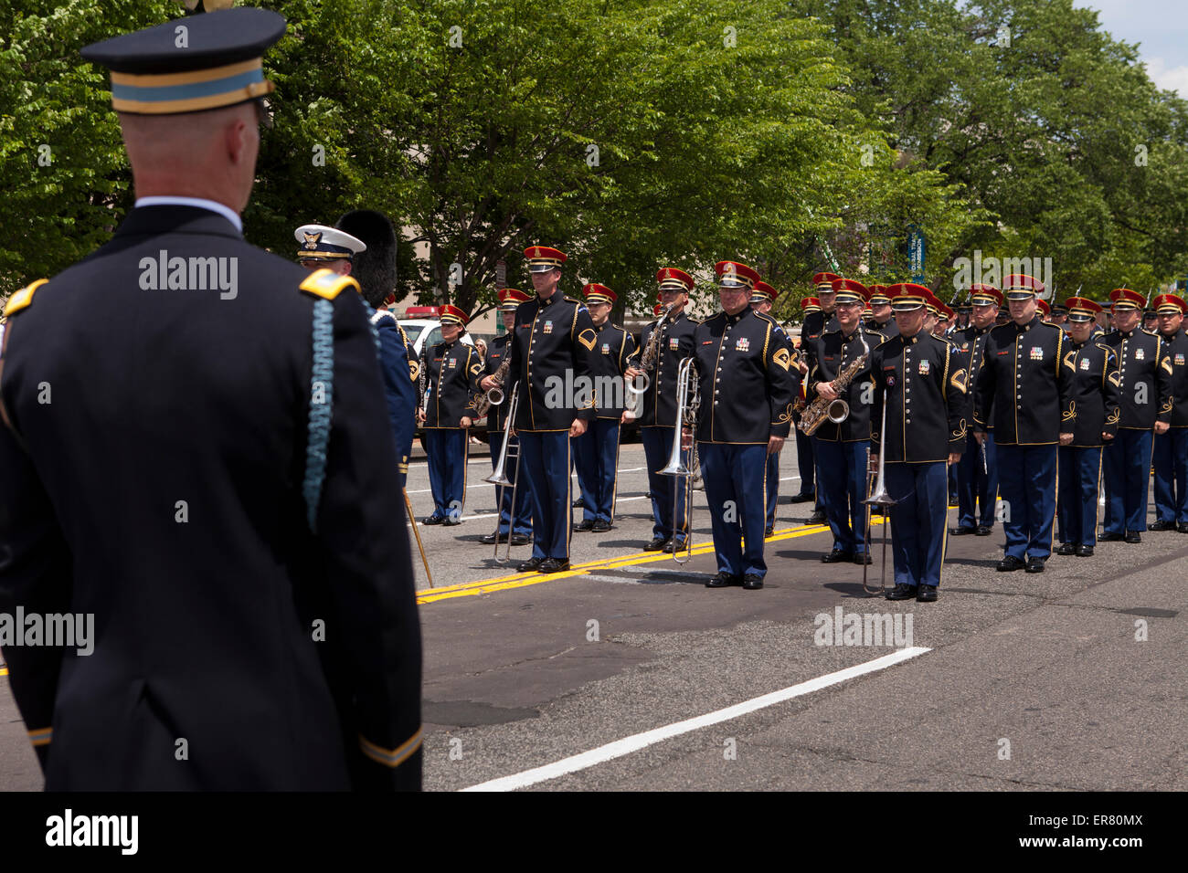US Army marching band at National Memorial Day parade - Washington, DC USA Stock Photo