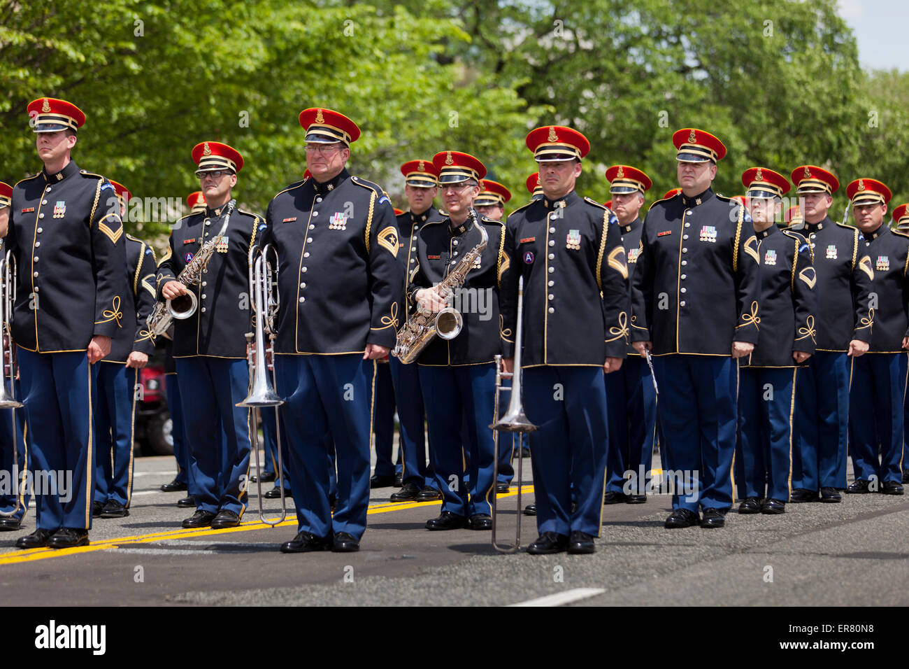 US Army marching band at National Memorial Day parade - Washington, DC USA Stock Photo