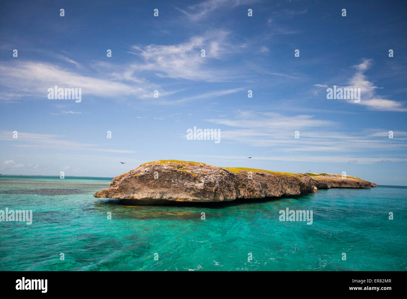 A small island at the tip western of Cayo Paredón Grande, Cuba Stock Photo