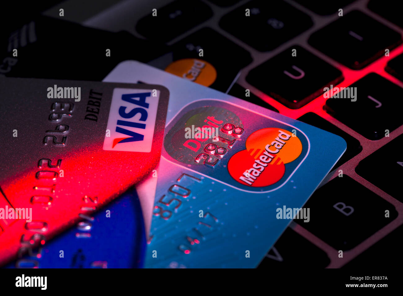 Credit card on computer keyboard USA Stock Photo Alamy