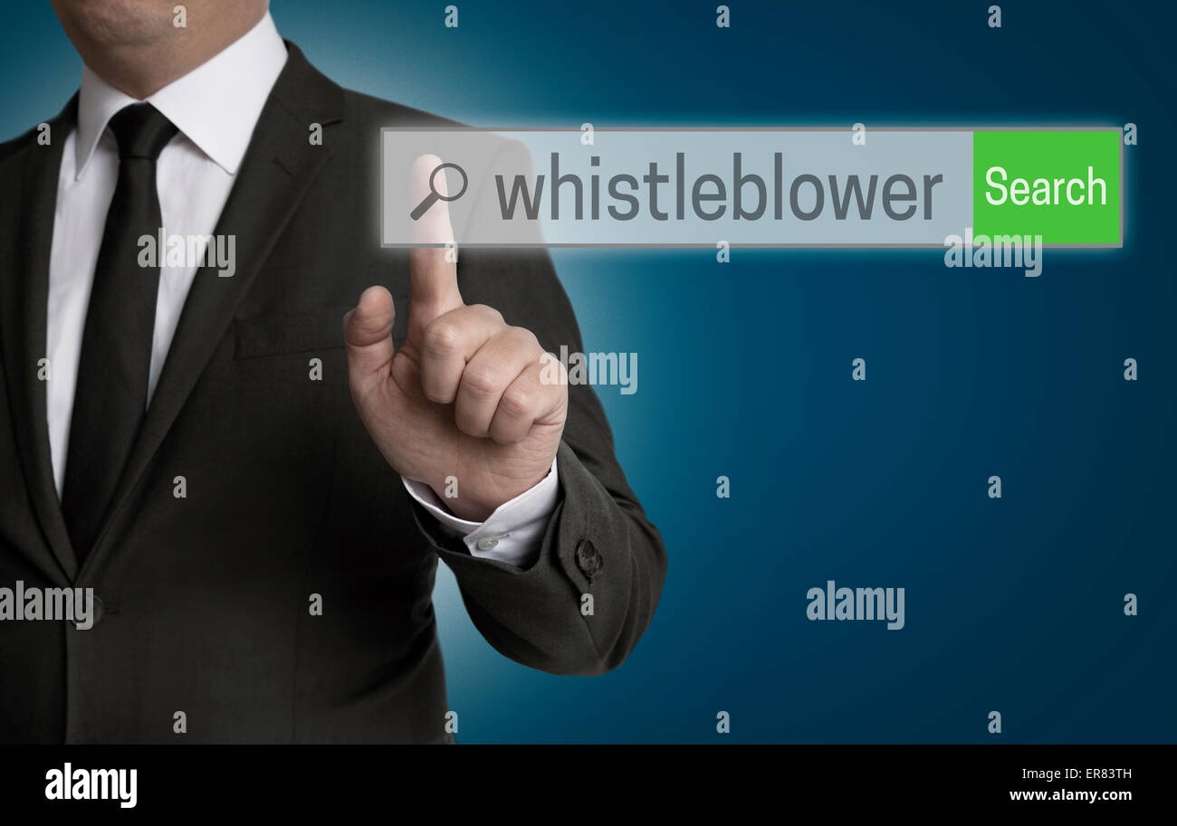 whistleblower internet browser is served by businessman. Stock Photo