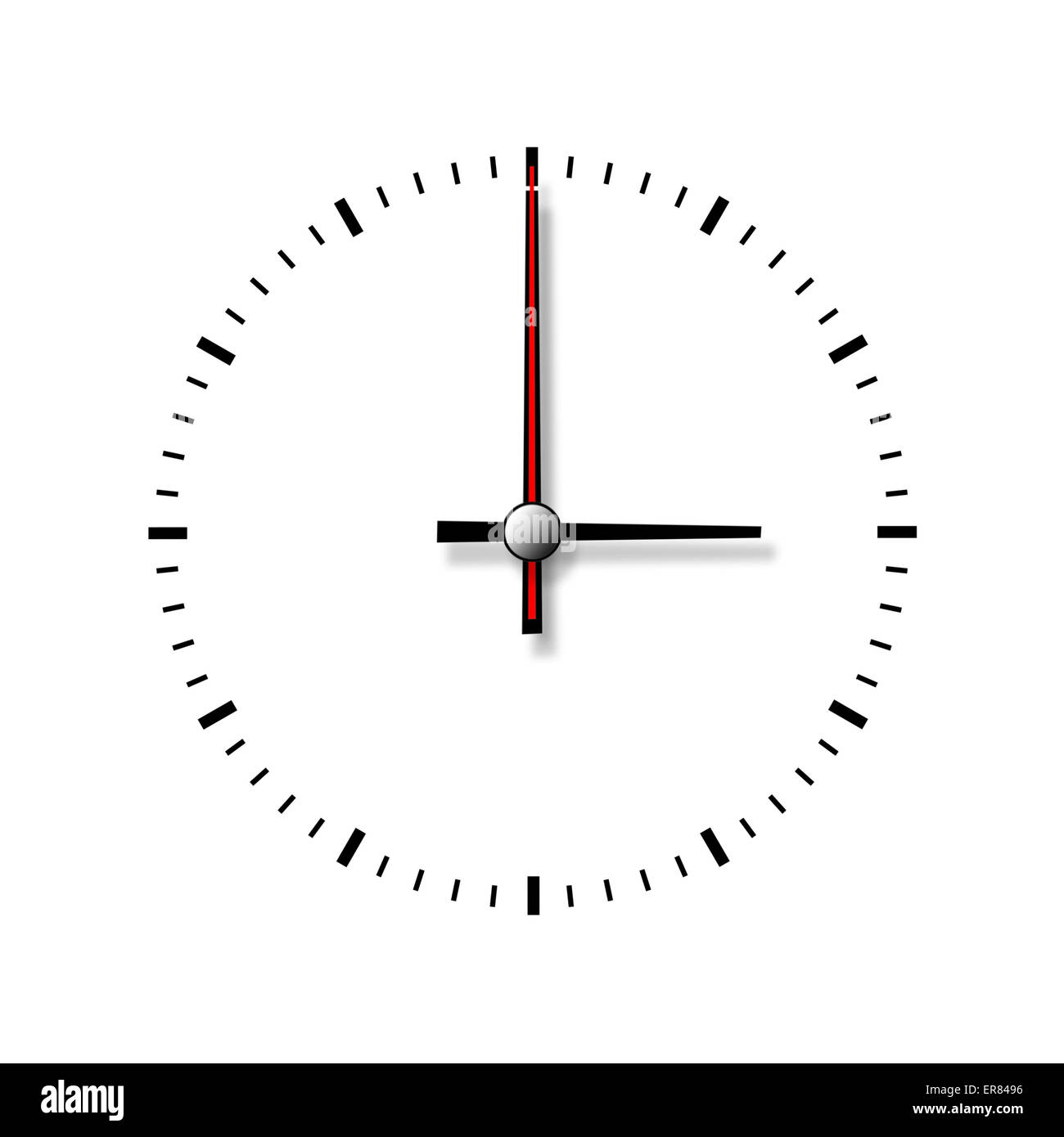 Clock without numbers isolated on white background. Closeup Stock Photo