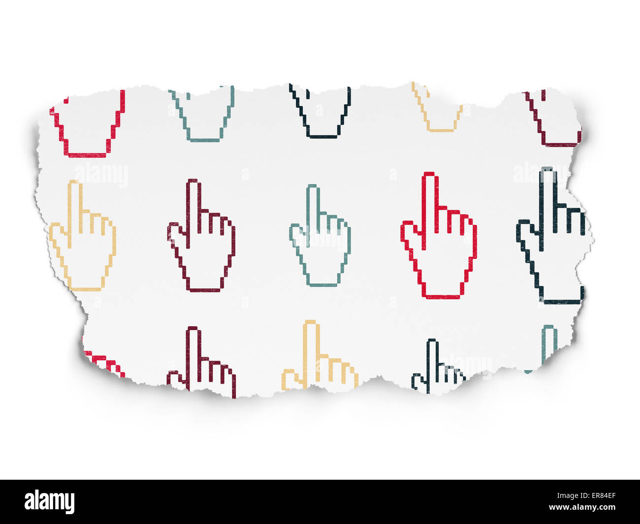 Web design concept: Mouse Cursor icons on Torn Paper background Stock ...