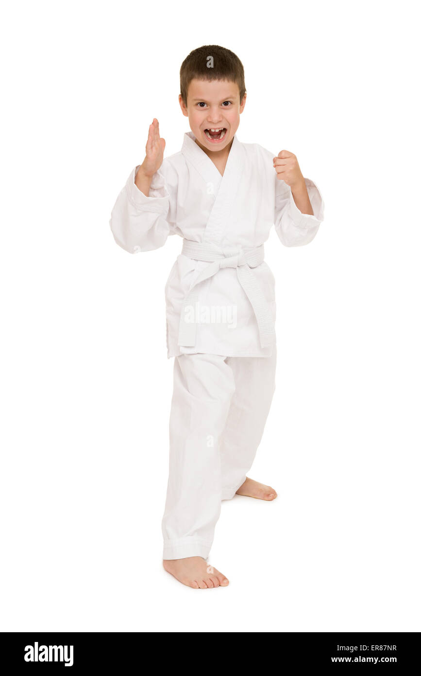 boy in clothing for martial arts Stock Photo