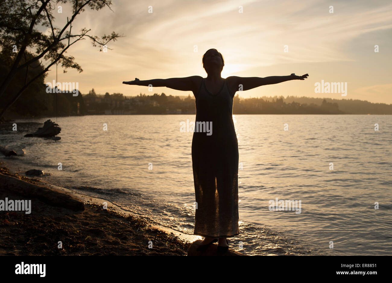 Young woman arms outstretched on hi-res stock photography and images ...