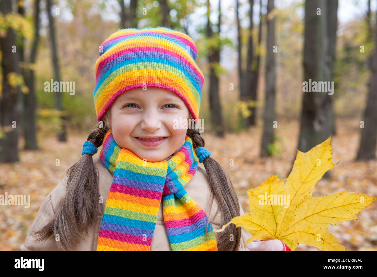 girl portrait in autumn forest Stock Photo - Alamy