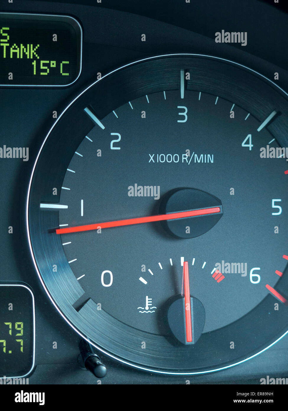 Matlock,derbyshire,UK. May 26, 2015. close up of a car dashboard showing dials Stock Photo