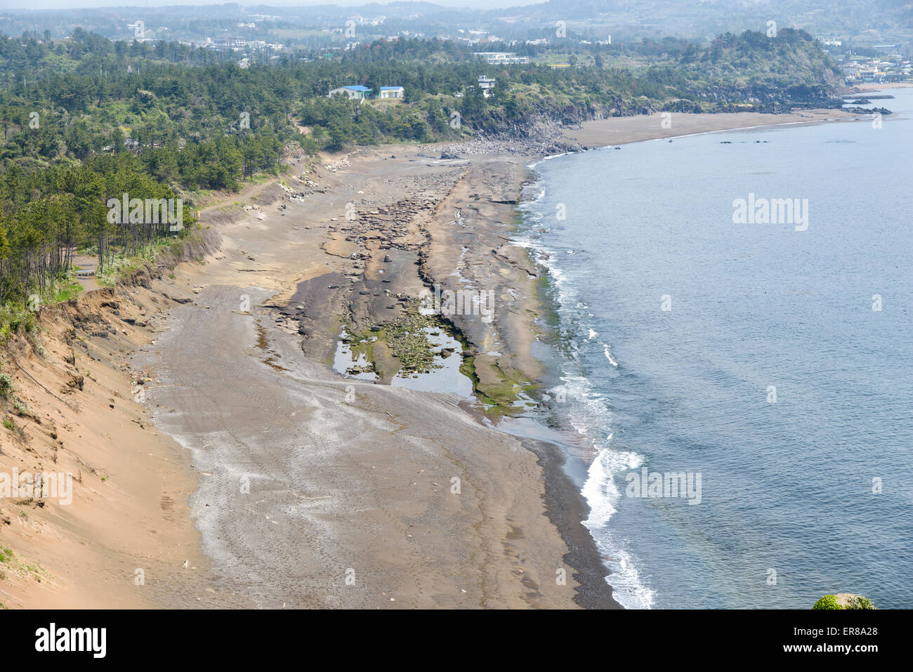 landscape of olle 10 course near the Sanbangsan Mountain in Jeju Island, korea. Stock Photo