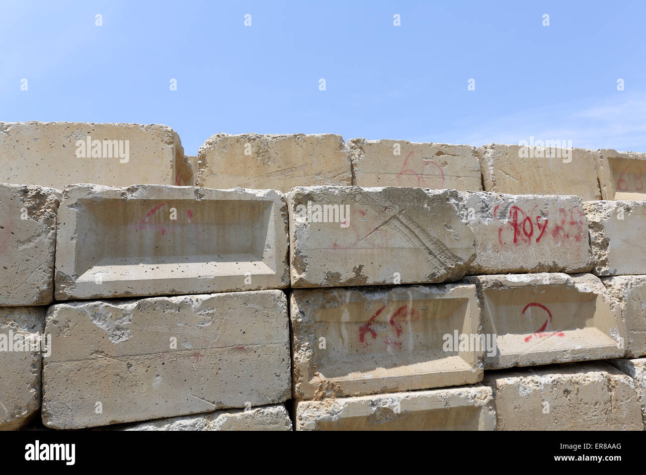 Stack of concrete blocks Stock Photo Alamy