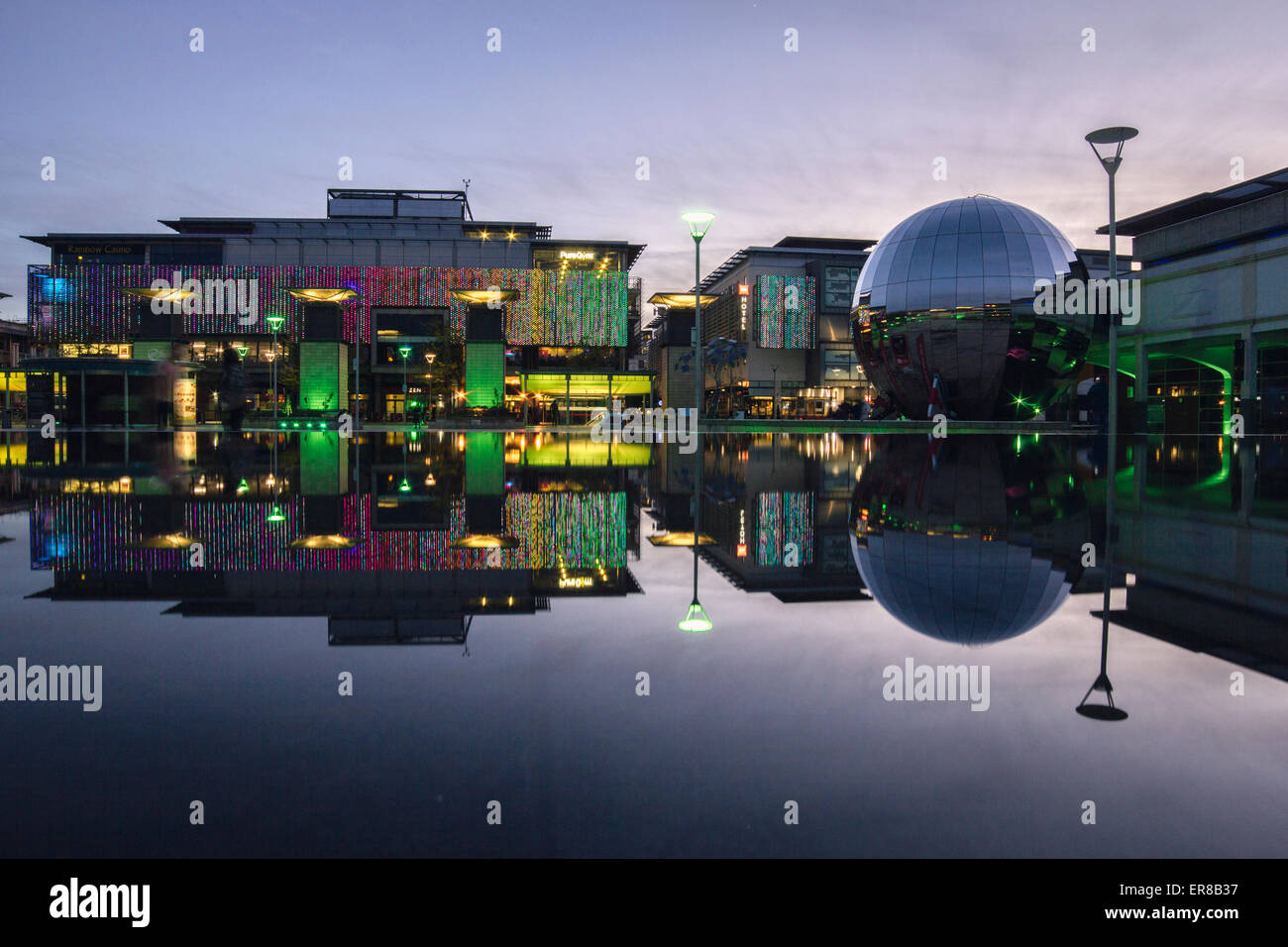 Bristol's Millennium Square Reflections at dusk, England UK Stock Photo